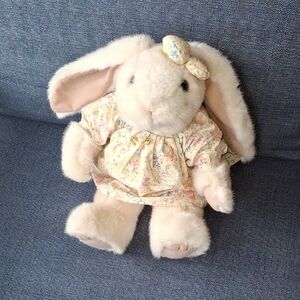 Flop-eared Easter Bunny Plush With Floral Dress And Bow